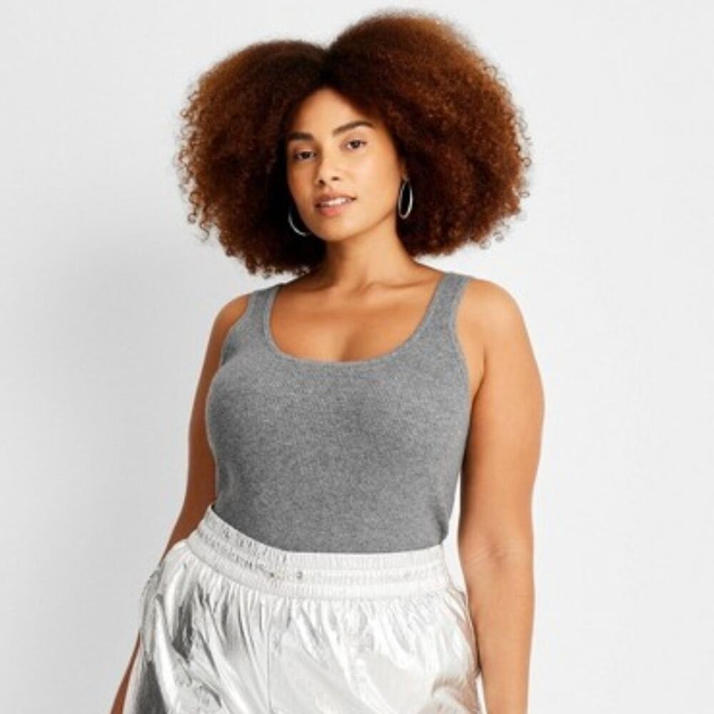 NEW A New Day Scoop Neck Sweater Tank Top XL Grey Ribbed NWT